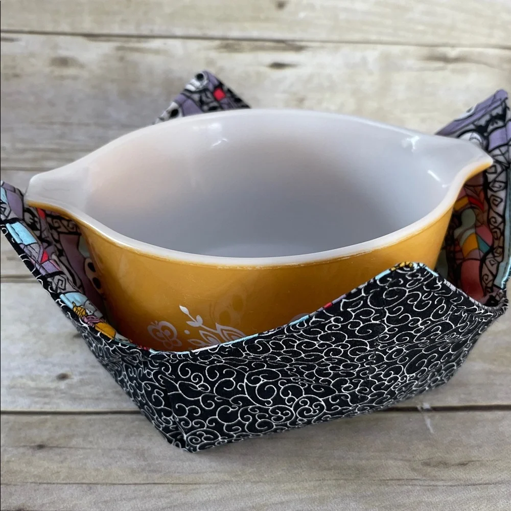 Microwave Bowl Cozy Halloween Fun Reversible All Cotton Jack & Sally